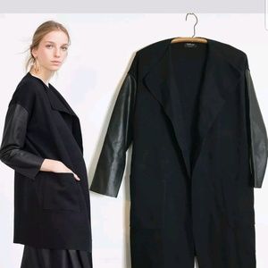 Zara Black Jacket with Faux Leather Sleeve